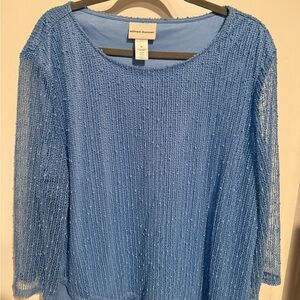 Alfred Dunner Light Blue Open Knit Women's Sweater